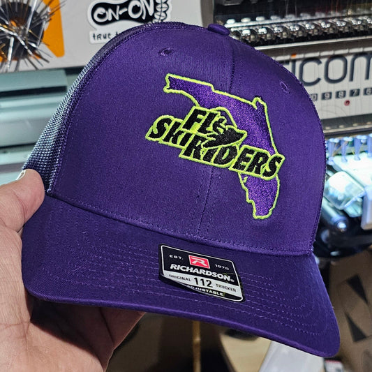FL Ski Riders Hat - Purple & Florescent Green