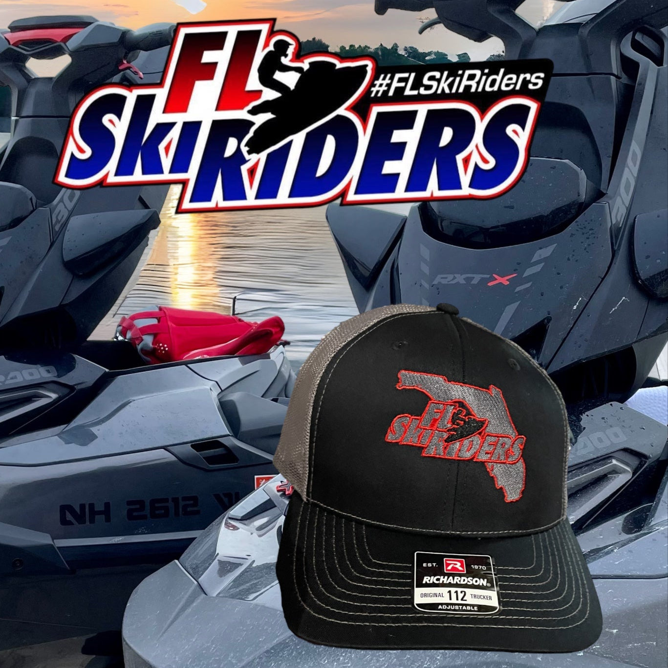 FL Ski Riders Hat - Black, Gray & Red