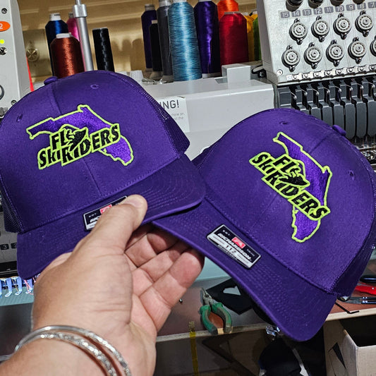 FL Ski Riders Hat - Purple & Florescent Green