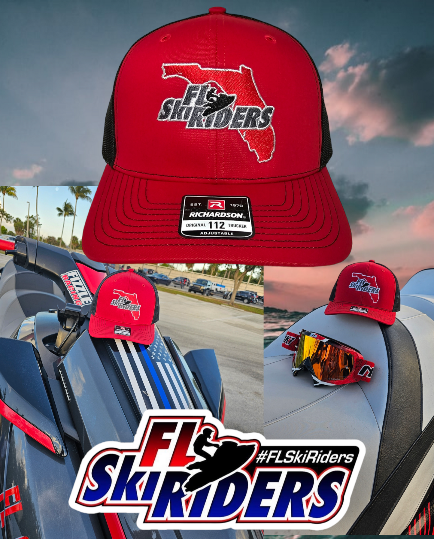 FL Ski Riders Hat - Black & Red