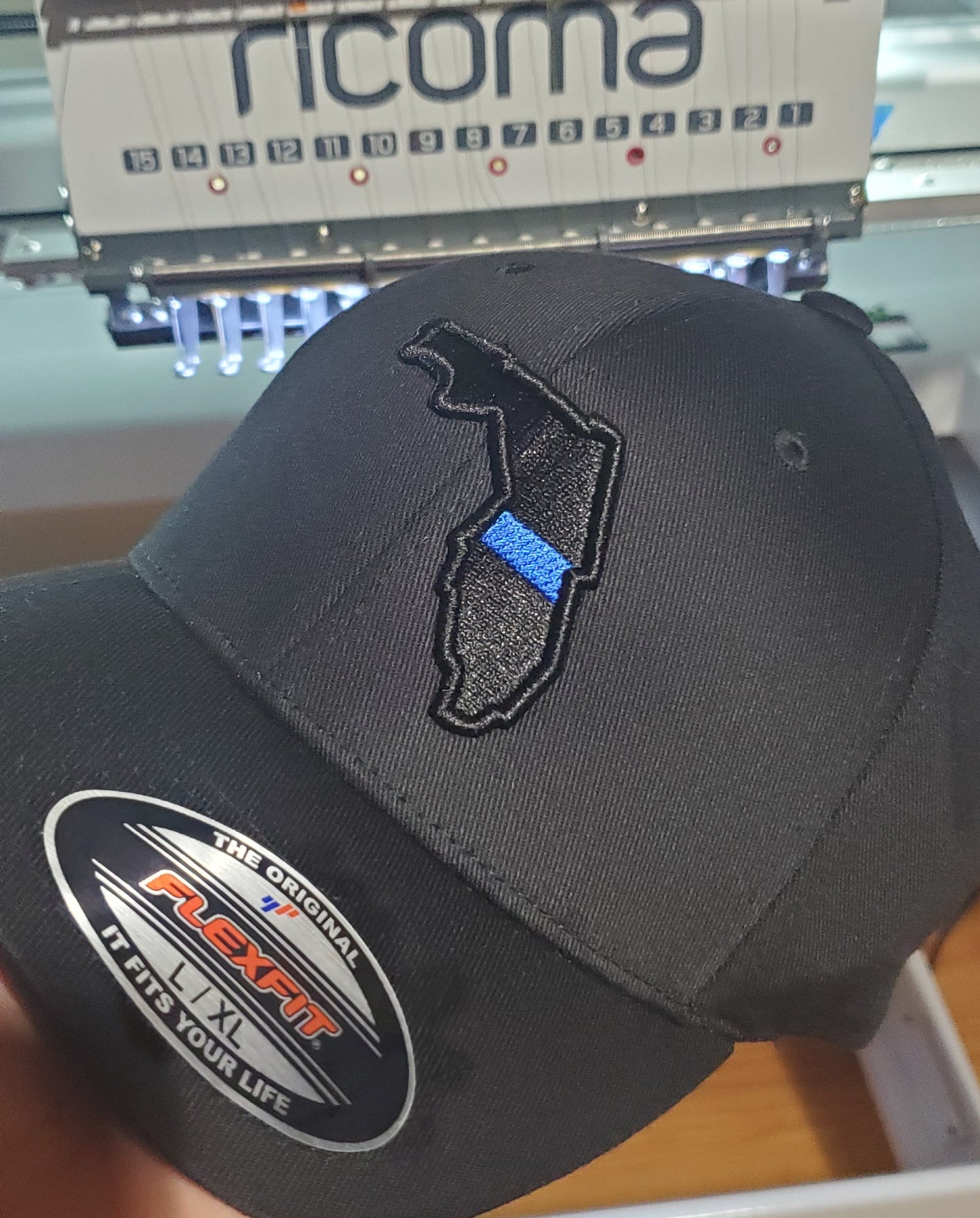 3D Puff Blue Line Florida Tampa Custom Hat